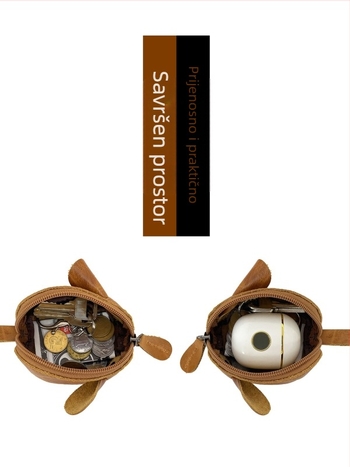 Novčanik za kovance i ključeve od prave kože, prvi sloj teleće kože, motiv miš iz crtanog filma, unisex, ultra lagan i otporan