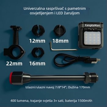 Pištolj za prskanje s inteligentnim punjenjem, LED svjetlo za dopunu, visoka svjetlina, dugotrajna baterija, vodootporan