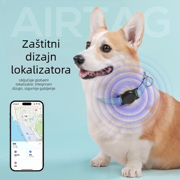 Ogrlica za psa s Airtag zaštitnim kućištem i GPS tražilicom, Fb105, 240mAh, 100 g, najlon, praćenje i alarma