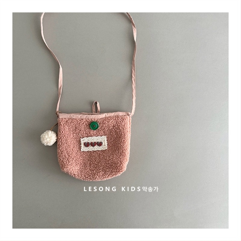 Dječja torbica u korejskom stilu za jesen-zimu, plišani crossbody torbica za djevojčice s kontrastnim rubom, mini novčanik.