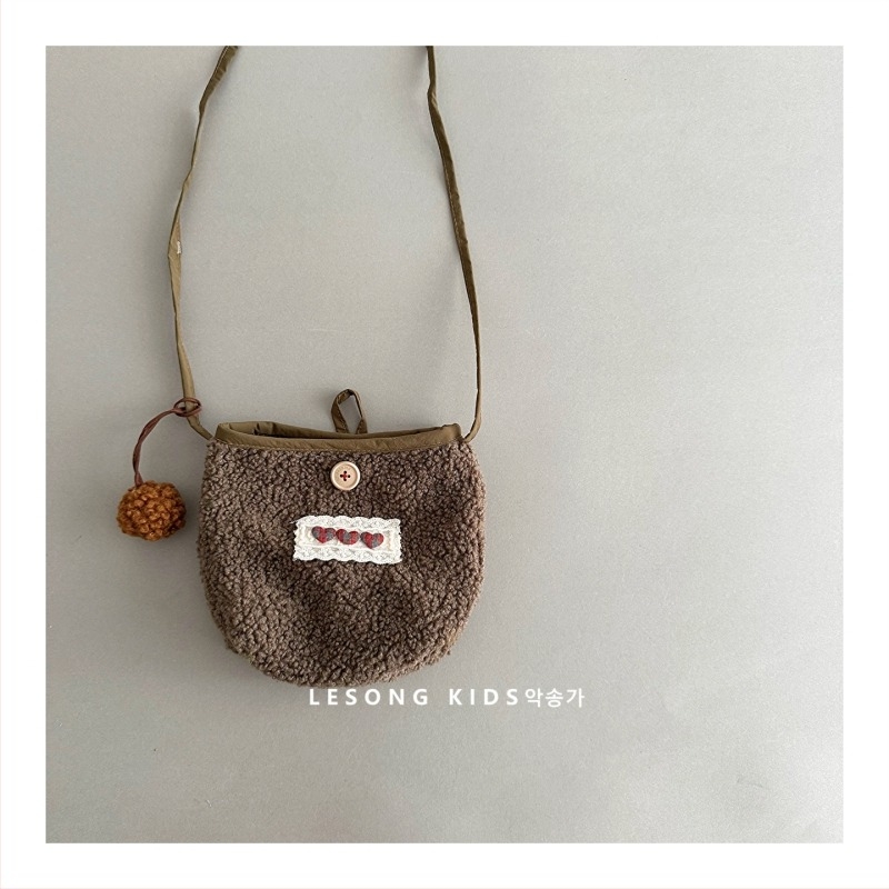 Dječja torbica u korejskom stilu za jesen-zimu, plišani crossbody torbica za djevojčice s kontrastnim rubom, mini novčanik.