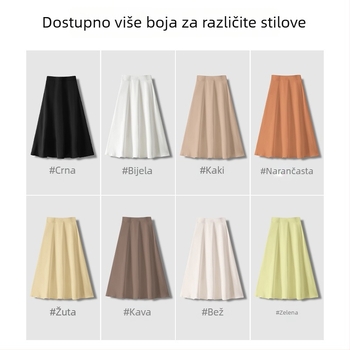 Suknja A-linije s kišobranom, srednja duljina, visoki struk, vunena tkanina, jesen 2025.