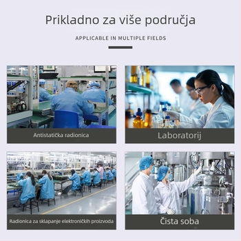 Plava Split-tip anti-statna radna odjeća za čiste prostore – poliester vodljivi satin, 200 g, prašno otporna, pogodna za tvornice