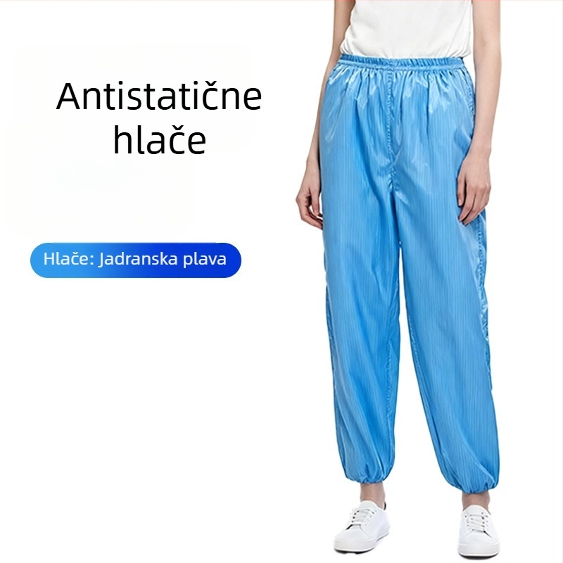Plava Split-tip anti-statna radna odjeća za čiste prostore – poliester vodljivi satin, 200 g, prašno otporna, pogodna za tvornice