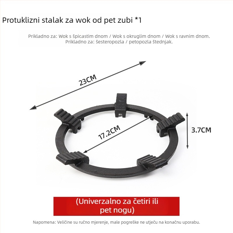 Držač za lonce za plinsku kuhinju, univerzalan, pogodan za mliječne lonce i manje lonce, dizajn s četiri ili pet nogica, montiranje s dna, neto težina 780 g