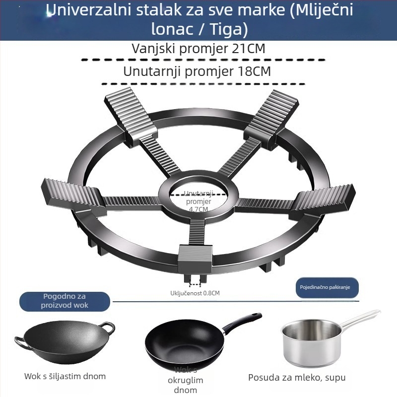 Držač za lonce za plinsku kuhinju, univerzalan, pogodan za mliječne lonce i manje lonce, dizajn s četiri ili pet nogica, montiranje s dna, neto težina 780 g
