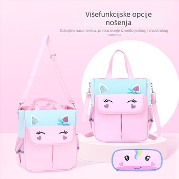 Torba za dodatnu nastavu za osnovnu školu za djecu — cartoon uzorak, Oxford tkanina, prozračna i vodootporna, otporna na habanje, zakrivljeni naramenik, podstava od najlona