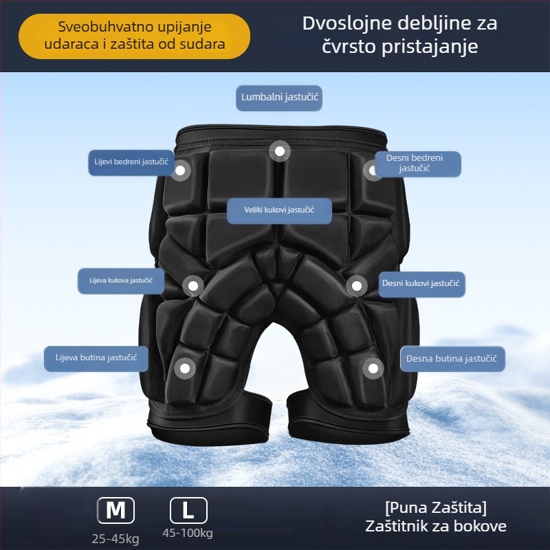 Dječji zaštitni set za skijanje: zaštita kuka i koljena, unutarnje zaštitne hlače za skijanje i snowboard, zaštita za rolanje i klizanje zimi