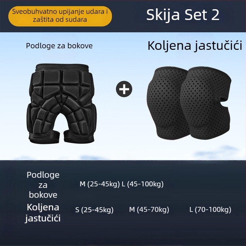 Dječji zaštitni set za skijanje: zaštita kuka i koljena, unutarnje zaštitne hlače za skijanje i snowboard, zaštita za rolanje i klizanje zimi
