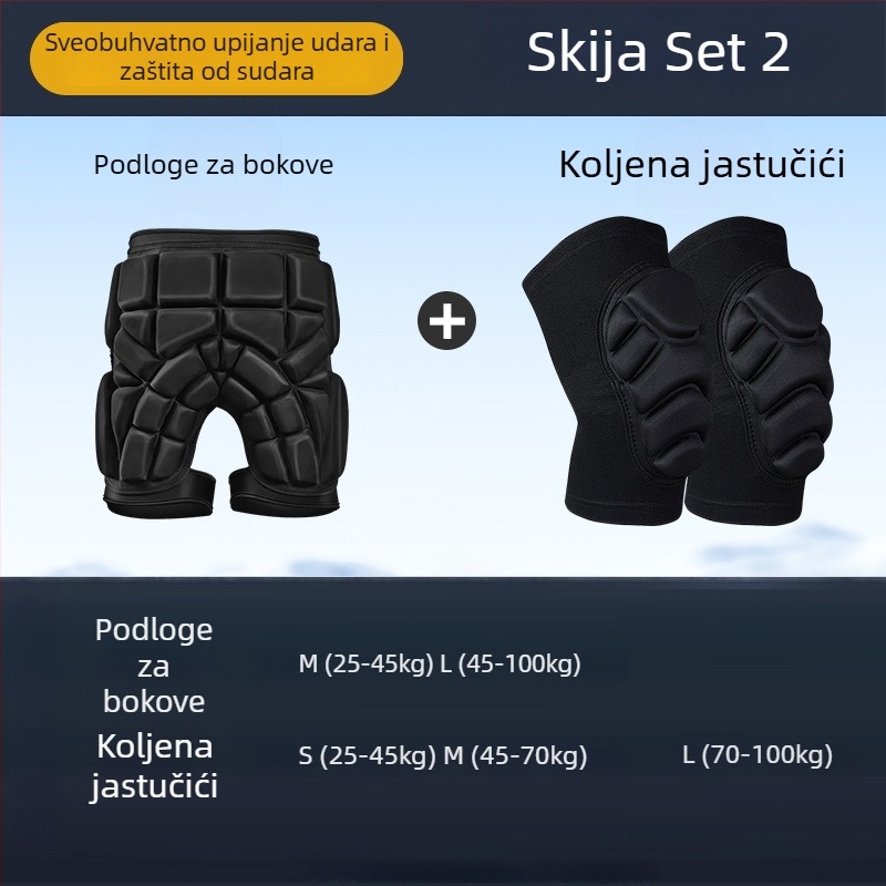 Dječji zaštitni set za skijanje: zaštita kuka i koljena, unutarnje zaštitne hlače za skijanje i snowboard, zaštita za rolanje i klizanje zimi