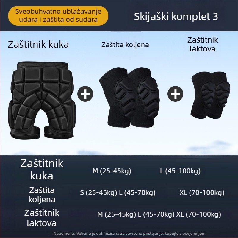 Dječji zaštitni set za skijanje: zaštita kuka i koljena, unutarnje zaštitne hlače za skijanje i snowboard, zaštita za rolanje i klizanje zimi