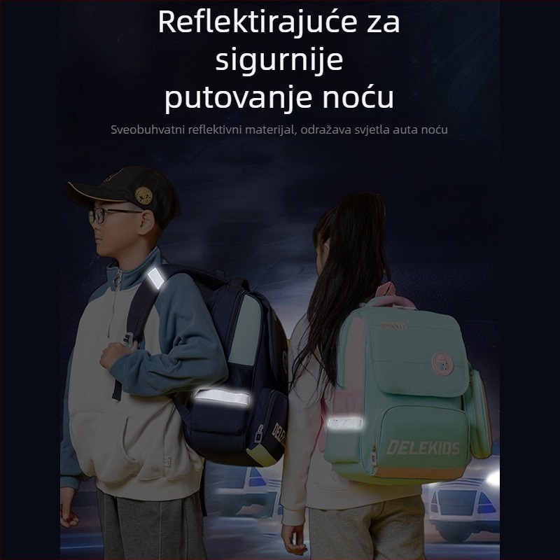Unisex školska torba za razrede 1–3, lagana, najlon, ergonomski stražnji panel
