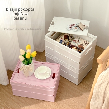 Plastična kutija za pohranu s poklopcem, PP materijal, sklopiva, otporna na prašinu, kapacitet 14 L, za grickalice i kozmetiku