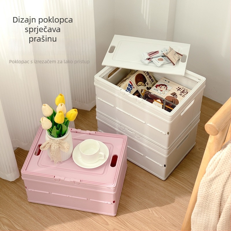 Plastična kutija za pohranu s poklopcem, PP materijal, sklopiva, otporna na prašinu, kapacitet 14 L, za grickalice i kozmetiku