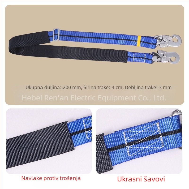 Zadebljani otpornni električarski pojas za penjanje po stupu, sigurnosni pojas za rad na stupu, užad protiv pada, električna sigurnosna opasač
