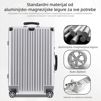 Unisex kovčeg od aluminijsko-magnezijske legure s TSA kombinacijskim zaključavanjem, model 8006/8007, univerzalni kotači, težina 4,3–6,5 kg