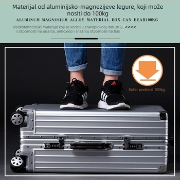 Unisex kovčeg od aluminijsko-magnezijske legure s TSA kombinacijskim zaključavanjem, model 8006/8007, univerzalni kotači, težina 4,3–6,5 kg