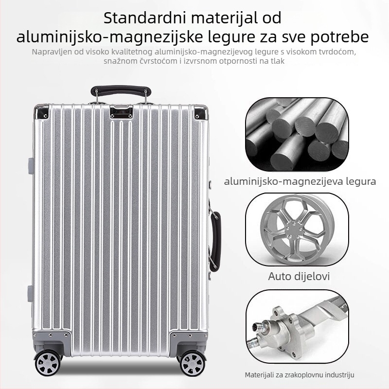 Unisex kovčeg od aluminijsko-magnezijske legure s TSA kombinacijskim zaključavanjem, model 8006/8007, univerzalni kotači, težina 4,3–6,5 kg