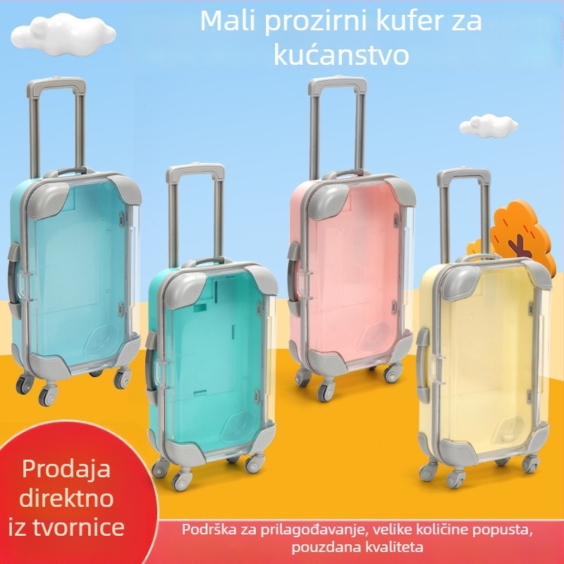 Simulirano putno kufer za šminku s prostorom za pohranu, ABS igračka, uključuje 2 ili 4 para lažnih trepavica, za djecu od 4 do 6 godina