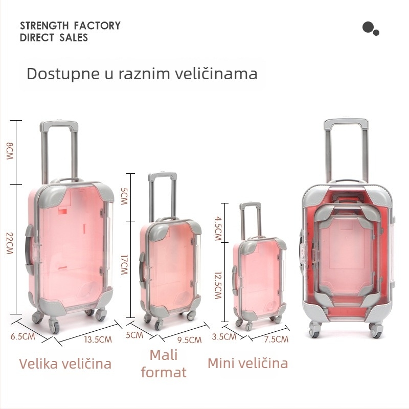 Simulirano putno kufer za šminku s prostorom za pohranu, ABS igračka, uključuje 2 ili 4 para lažnih trepavica, za djecu od 4 do 6 godina