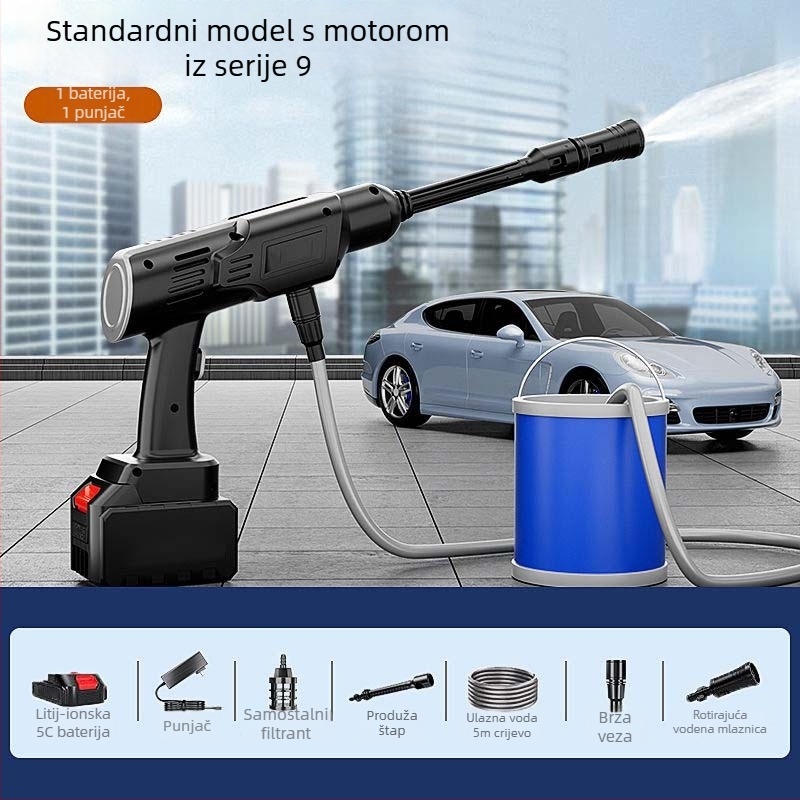 Say one bežični stroj za pranje automobila – glava pištolja od ABS plastike, plastična ručka, težina 2500 g