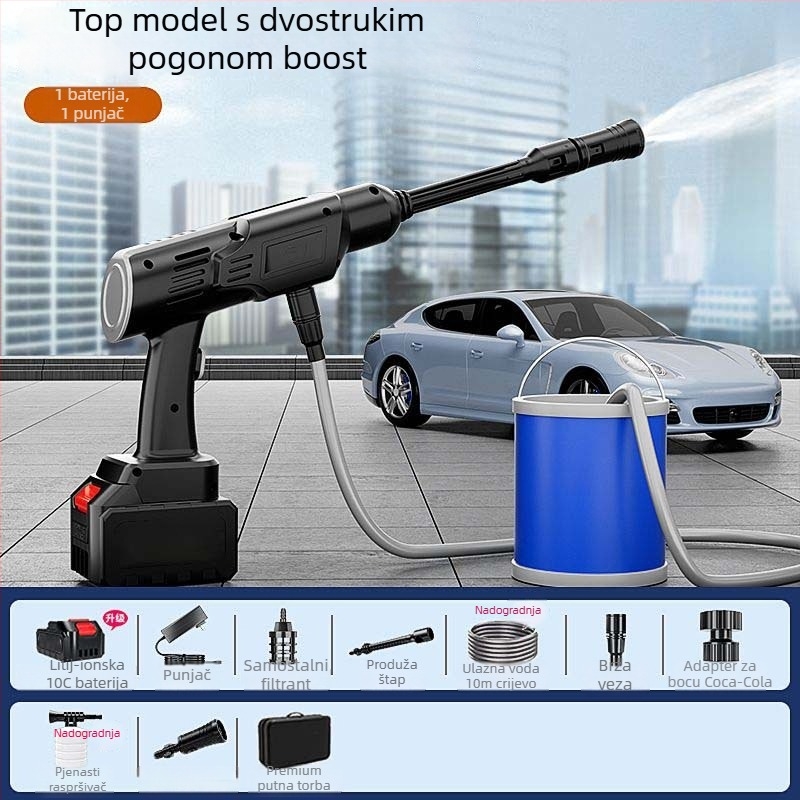 Say one bežični stroj za pranje automobila – glava pištolja od ABS plastike, plastična ručka, težina 2500 g