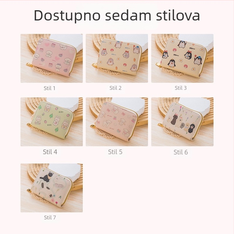 Kompaktni držač kartica s novčanikom za kovanice – PVC, uzorak Anime Cartoon, novčanik s 1 preklopom, podstava od Oxford platna, brend Cox Bai
