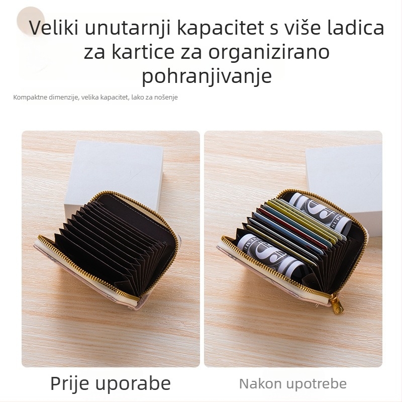 Kompaktni držač kartica s novčanikom za kovanice – PVC, uzorak Anime Cartoon, novčanik s 1 preklopom, podstava od Oxford platna, brend Cox Bai