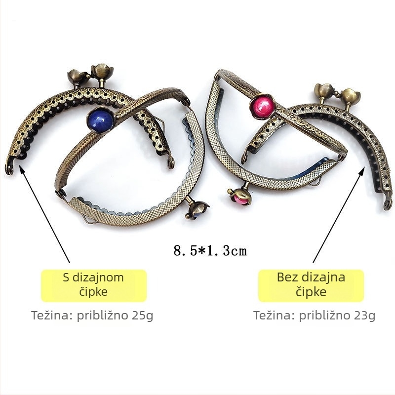 Hardver za torbe: glava lotosa, polukružna utisnuta okvira zatvarača, ručna izrada, željezo, brend Yl