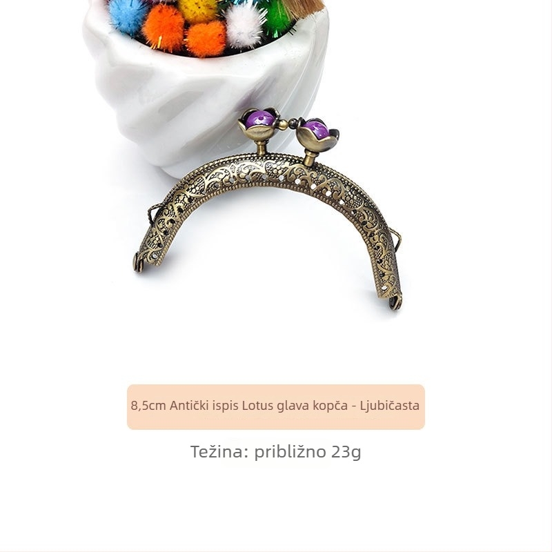 Hardver za torbe: glava lotosa, polukružna utisnuta okvira zatvarača, ručna izrada, željezo, brend Yl