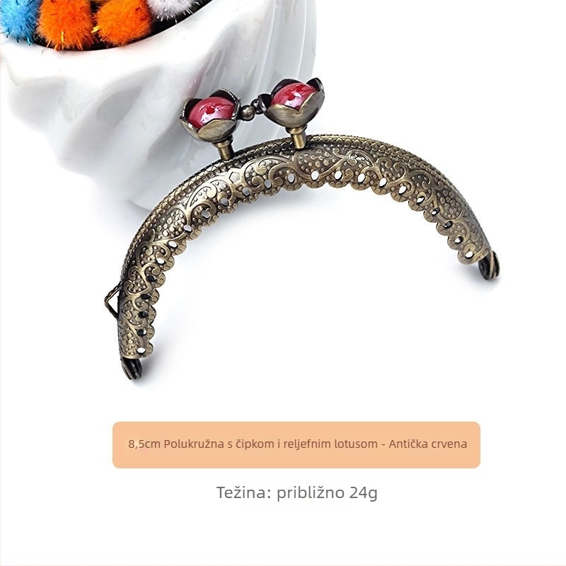 Hardver za torbe: glava lotosa, polukružna utisnuta okvira zatvarača, ručna izrada, željezo, brend Yl