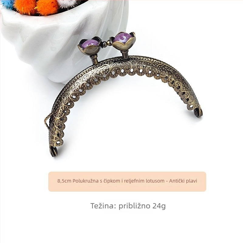 Hardver za torbe: glava lotosa, polukružna utisnuta okvira zatvarača, ručna izrada, željezo, brend Yl