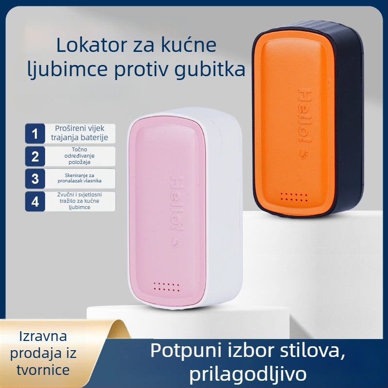 GPS lokator za kućne ljubimce – mačke i psi, precizno pozicioniranje, model T05a, baterija 1200mAh, kućište ABS/PC, kompatibilan s iOS