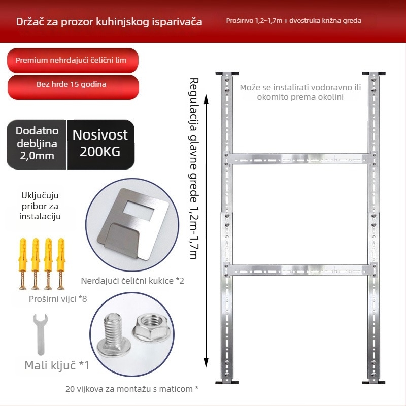 Nerđajući čelični vješalica za kuhinjski napa – univerzalna vješalica za napa, zidni montaža, 2 kg