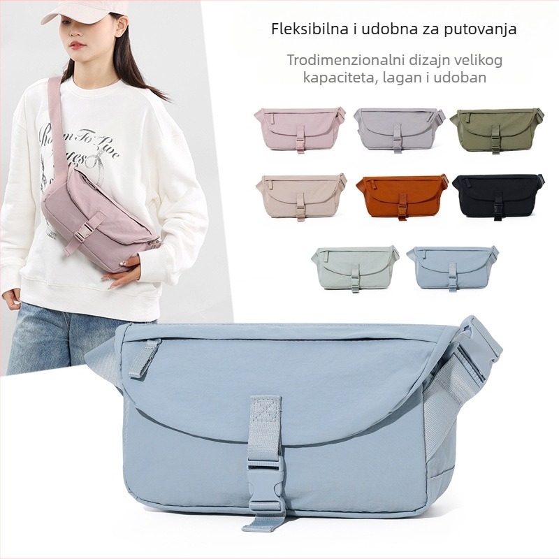 Crossbody torbica za muškarce i žene, torba za prsa i struk, korejski stil, elegantna, lagana, jednobojna, prenosna