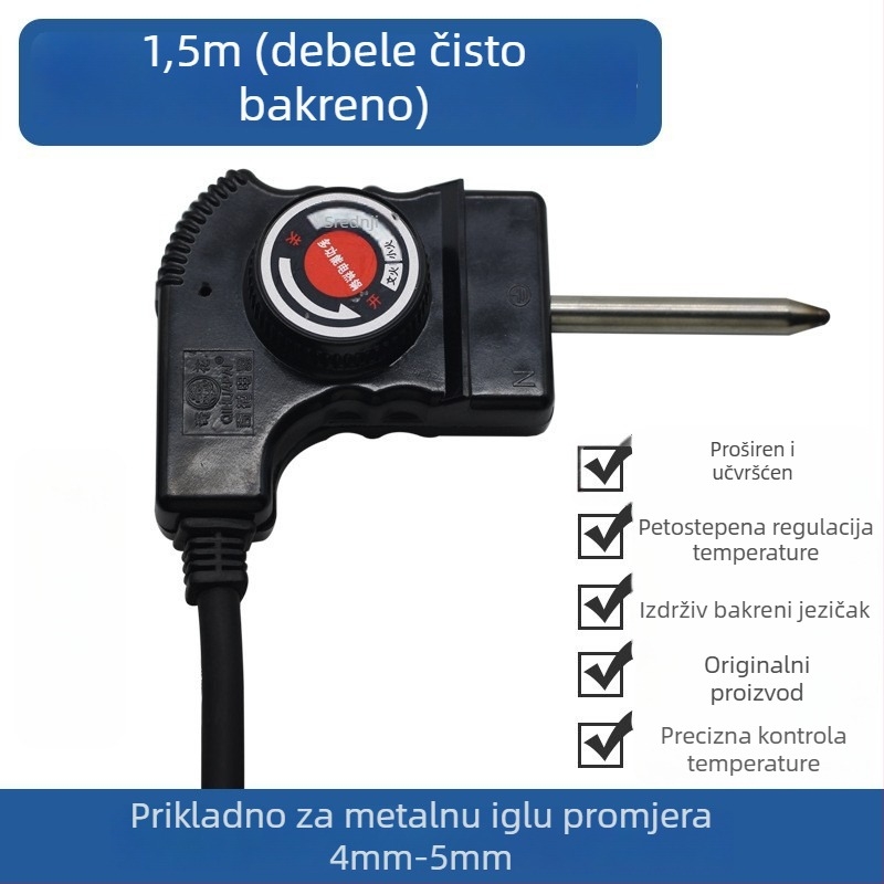Napajajući kabel za električne posude s regulacijom temperature, duljina 1 m, kompatibilan s električnim posudama i grill panom
