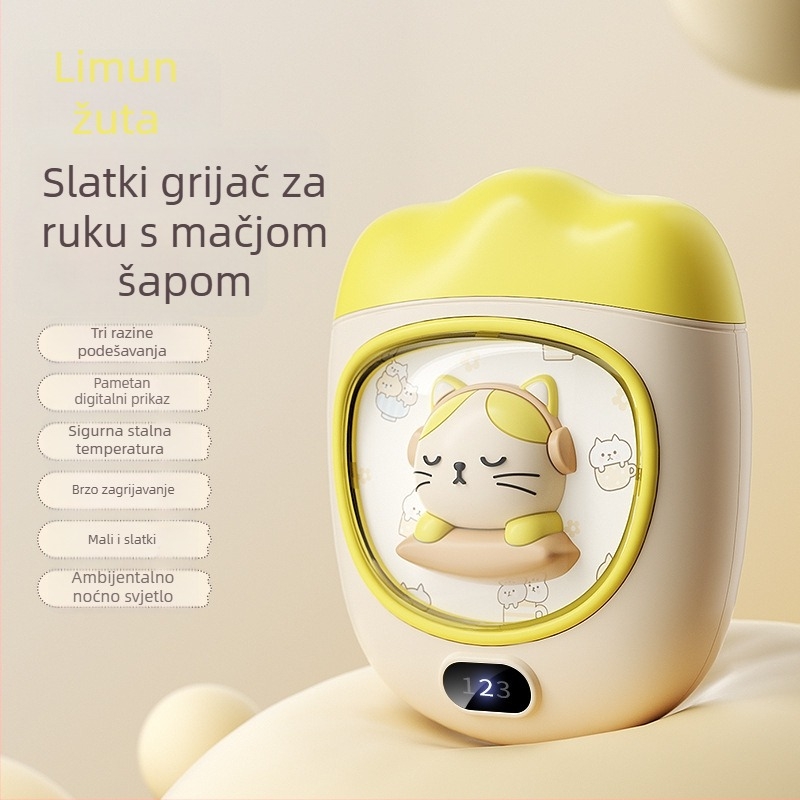 Grijač za ruke USB napajanje, 5W, ugrađena baterija 1000–1200 mAh, odvod topline aluminijskom pločom