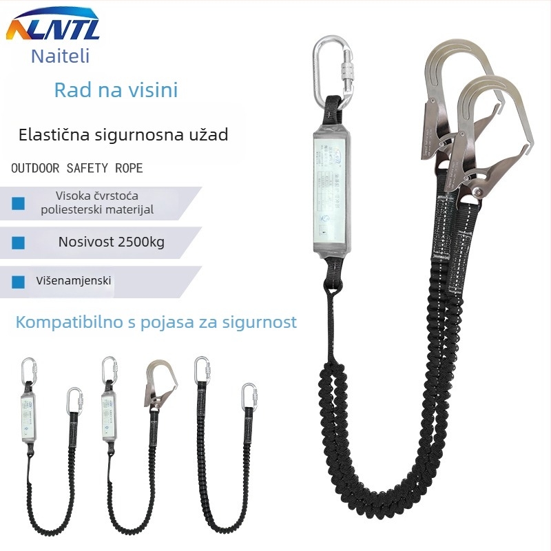 NLNTL Sigurnosni pojas za rad na visini, pet-točaka, poliester; uže od visokokvalitetnog svilenog vlakna; nosivost 100 kg