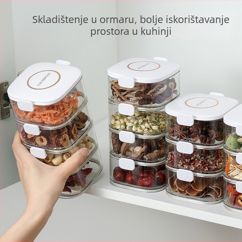 Red kutija za začine – visoke kvalitete hrane, odjeljci, čvrst poklopac, plast, 301–500 ml