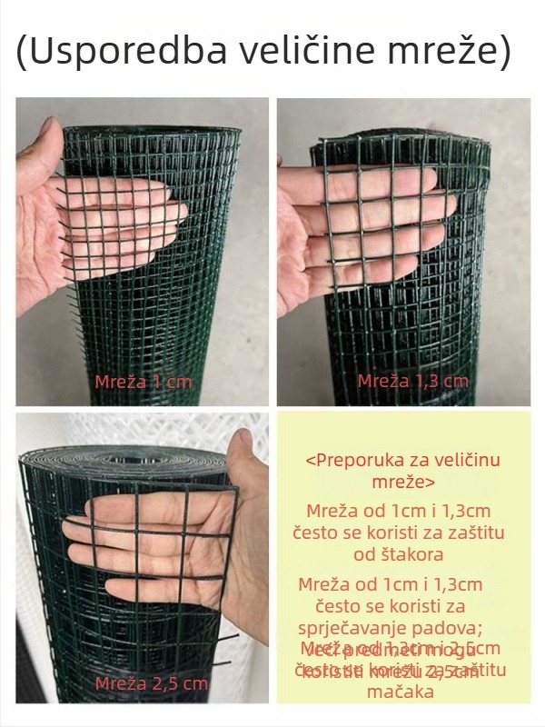 Balkonska zaštitna mreža za kućnu uporabu, mačja ograda od žičane mreže s PVC premazom, protiv padova