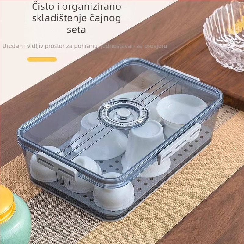 Čajni set i kutija za skladištenje šalice s poklopcem, otporna na prašinu, organizator za čašu vode, moderan PET plast, ekstra veliko