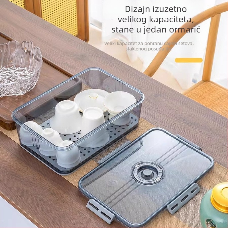 Čajni set i kutija za skladištenje šalice s poklopcem, otporna na prašinu, organizator za čašu vode, moderan PET plast, ekstra veliko