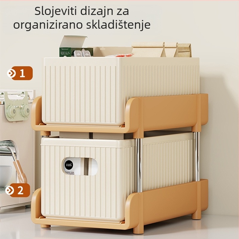 Stolna kutija za skladištenje s ladicama za čajne vrećice, plastika i nehrđajući čelik, kapacitet 1 L, INS stil, model 2162362622718151424