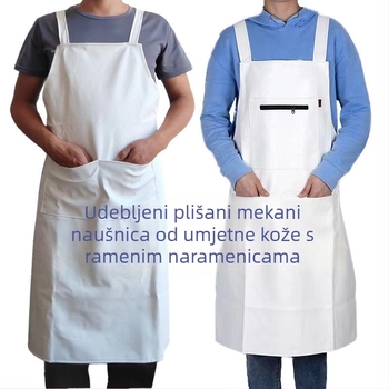 PU kožna kuhinjska pregača s vrpcom za vrat, vodootporna i otporna na masnoće, debeli dizajn za kantine i kuhinje, težina 1000–2000 g