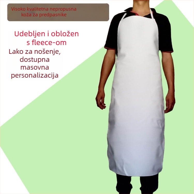 PU kožna kuhinjska pregača s vrpcom za vrat, vodootporna i otporna na masnoće, debeli dizajn za kantine i kuhinje, težina 1000–2000 g