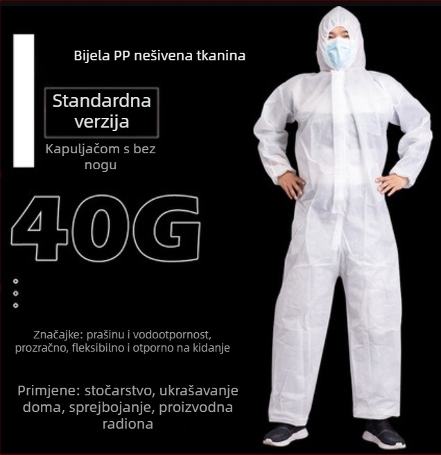PP zaštitno odijelo s povezanom konstrukcijom i prozračnim filmom za izolaciju