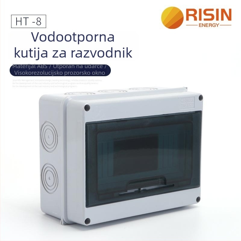 Vanjska kutija za razvodnu sklopku IP65, za 2–24 kruga, 125A, montaža na tračnicu, ABS plastično kućište otporno na plamen