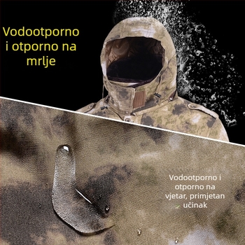 Muški zimski kaput u kamuflažnom uzorku s pamutnim punjenjem, vodootporan, vojni stil