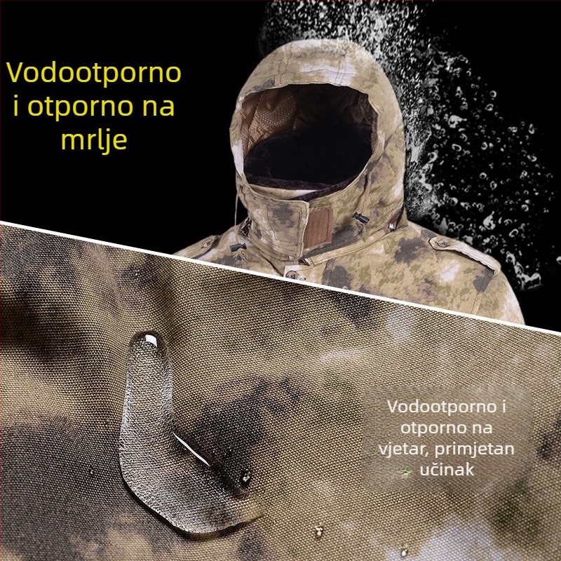 Muški zimski kaput u kamuflažnom uzorku s pamutnim punjenjem, vodootporan, vojni stil