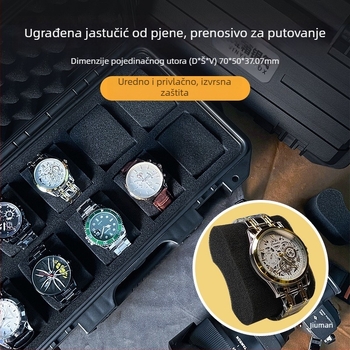 Kutija za pohranjivanje satova s unutarnjom pjenom, IP67 vodootporna, plastična kutija s bravom, kapacitet 3–24 satova